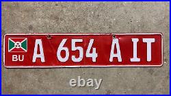 1990s Burundi license plate A 654 A IT temporary import white on red Africa
