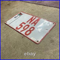 1990s Malawi truck license plate NA 598 red on white embossed Africa