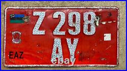 1990s Tanzania taxi license plate Z 298 AY white on red embossed Africa