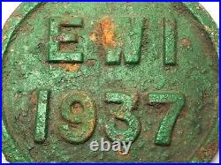 1 Vintage Original Reclaimed 1937 Cast Iron Green Railway Train Sign Plaque EW1