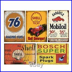 24 Pieces Gas and Oil Tin Signs, Retro Vintage Metal Sign for 24 Pcs Combo C