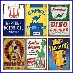 24 Pieces Gas and Oil Tin Signs, Retro Vintage Metal Sign for 24 Pcs Combo C