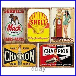 24 Pieces Gas and Oil Tin Signs, Retro Vintage Metal Sign for 24 Pcs Combo a