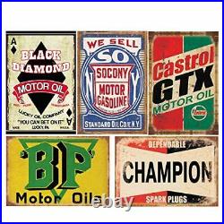 24 Pieces Gas and Oil Tin Signs Retro Vintage Metal Sign for Home Man Cave Ga