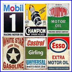 24 Pieces Gas and Oil Tin Signs Retro Vintage Metal Sign for Home Man Cave Ga