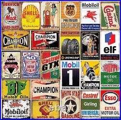 24 Pieces Gas and Oil Tin Signs, Retro Vintage Metal Sign for Home Man Cave Gara