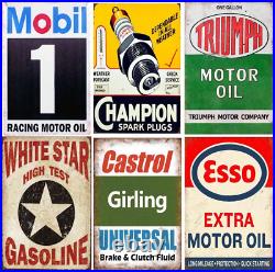 24 Pieces Gas and Oil Tin Signs, Retro Vintage Metal Sign for Home Man Cave Gara