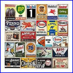 24 Pieces Reproduced Vintage Tin Signs, Gas Oil Beer Metal Sign, Retro Decor