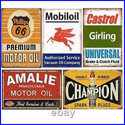 24 Pieces Reproduced Vintage Tin Signs, Gas Oil Beer Metal Sign, Retro Decor