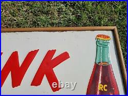 24x18 Vintage Embossed Drink RC Cola Royal Crown Soda Metal Sign R C Framed