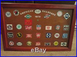 28 Vintage Metal Post Cereal Railroad Train Emblems Signs Lines Station Light