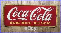 29 Vintage 1946 DRINK Coca-Cola Sold Here ICE COLD Metal Tin Sign Canada