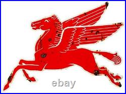 2 Mobil Gas Flying Red Horse Pegasus L & R Metal Heavy Steel Signs Extra Large