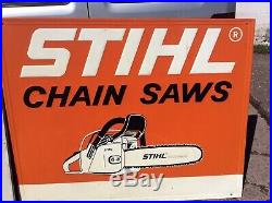 2 Vintage Stihl Chainsaw Dealer Signs Embossed Large Metal 5'x4