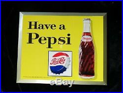 2 Vtg 1960s Pepsi Cola & Teem Lemon Lime Soda 9X11 Metal signs