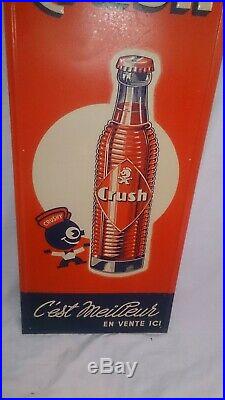 2 (two) Rare Vintage 1940's Orange Crush Crushy Soda Pop 38 Embossed Metal Sign