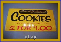 2' x 4' Freshly Baked Cookies & Doughnuts 2 for $1 Yellow Gold Metal Sign Bakery
