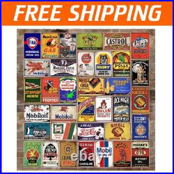 35-Piece Vintage Tin Signs Collection Nostalgic Retro Decor for Garage & Home