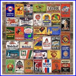 35 Pieces Reproduced Vintage Tin Signs, Gas Oil Advert Antique Metal Signs fo