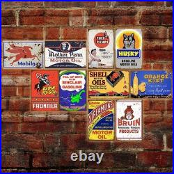 35 Pieces Reproduced Vintage Tin Signs, Gas Oil Advert Antique Metal Signs fo