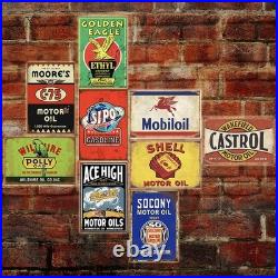 35 Pieces Reproduced Vintage Tin Signs, Gas Oil Advert Antique Metal Signs fo