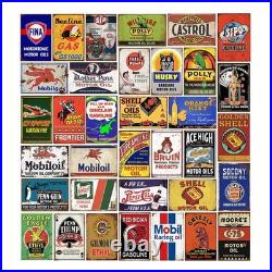 35 Pieces Reproduced Vintage Tin Signs, Gas Oil Advert Antique Metal Signs fo