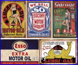 35 Pieces Reproduced Vintage Tin Signs, Gas Oil Retro Advert Antique Metal Signs 35 Pieces Reproduced Vintage Tin Signs, Gas Oil Retro Advert Antique Metal Signs