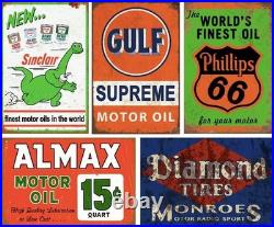 35 Vintage Tin Signs Collection for Garage, Bar & Man Cave 8x12 Inch