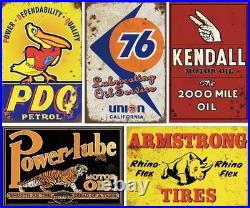 35 Vintage Tin Signs Collection for Garage, Bar & Man Cave 8x12 Inch