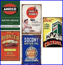 35 Vintage Tin Signs Collection for Garage, Bar & Man Cave 8x12 Inch