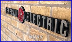 36 GE General Electric Cast Aluminum Metal Advertising Store Sign Plaque Vtg