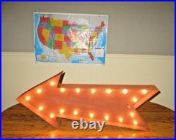 36 Vintage Electric ARROW MARQUEE SIGN with LIGHTS (RUSTIC) EUC 36 Vintage Electric ARROW MARQUEE SIGN with LIGHTS (RUSTIC) EUC