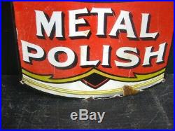 37838 Old Antique Vintage Enamel Sign Pelaw Metal Polish Tin Can