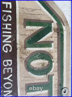 3 Old Vtg Metal Hand Painted Fishing Lakefront Lake Front Home Sign Folk Art 3 Old Vtg Metal Hand Painted Fishing Lakefront Lake Front Home Sign Folk Art