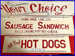 3 Vintage Hand Painted Metal Diner Signs (Lancaster County, PA) Sausage Sandwich