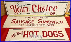 3 Vintage Hand Painted Metal Diner Signs (Lancaster County, PA) Sausage Sandwich