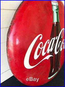 48 Coca Cola Button Vintage Original Porcelain Metal Rare Coke Advertising Sign