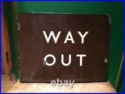 50s Vintage GWR Railway Station Platform WAY OUT Enamel Tin Metal Tray Sign