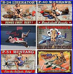 6 Pack Army Pinup Girl Tin Sign Military Airplane Bomber Girl Vintage Wall Decor 6 Pack Army Pinup Girl Tin Sign Military Airplane Bomber Girl Vintage Wall Decor