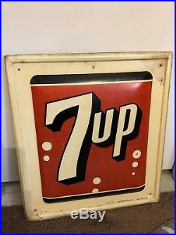 7UP Vintage Authentic Metal Sign Antique 7 UP Stout 1961 Soda Pop Advertising