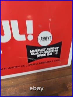 A113- vintage Harvey's Plumbing Original Advertising Metal Sign 24x12 OMAHA NE