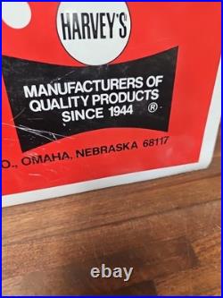 A113- vintage Harvey's Plumbing Original Advertising Metal Sign 24x12 OMAHA NE
