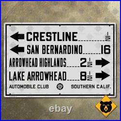 ACSC Crestline highway road sign California Lake Arrowhead 1929 15x10 ACSC Crestline highway road sign California Lake Arrowhead 1929 15x10