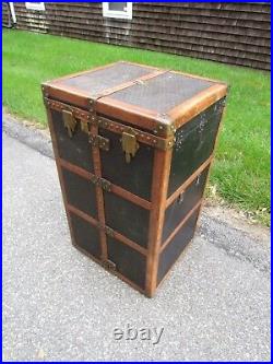ANTIQUE FRENCH signed GOYARD WARDROBE STEAMER TRUNK with CLEAN INTERIOR