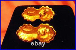 AWESOME Vintage Signed Fendi Gold Tone Clip On earrings