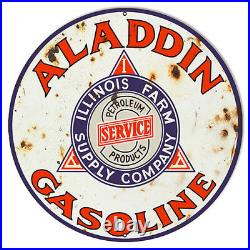 Aladdin Gasoline Reproduction Vintage Metal Sign 30x30 Round RVG831-30