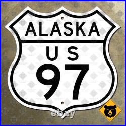 Alaska US route 97 highway marker road sign Alcan Fairbanks Delta Junction 16x16