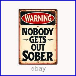 Alcohol Warning Sign Vintage Humorous Aluminum Sign 8x12 Inch Retro