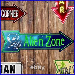 Alien Zone Arrow Sign Directional Novelty Metal Tin Sign Man Cave 17x 5