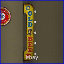 American Art Decor Cold Beer Vintage Bar Decor Distressed Metal LED Sign Light